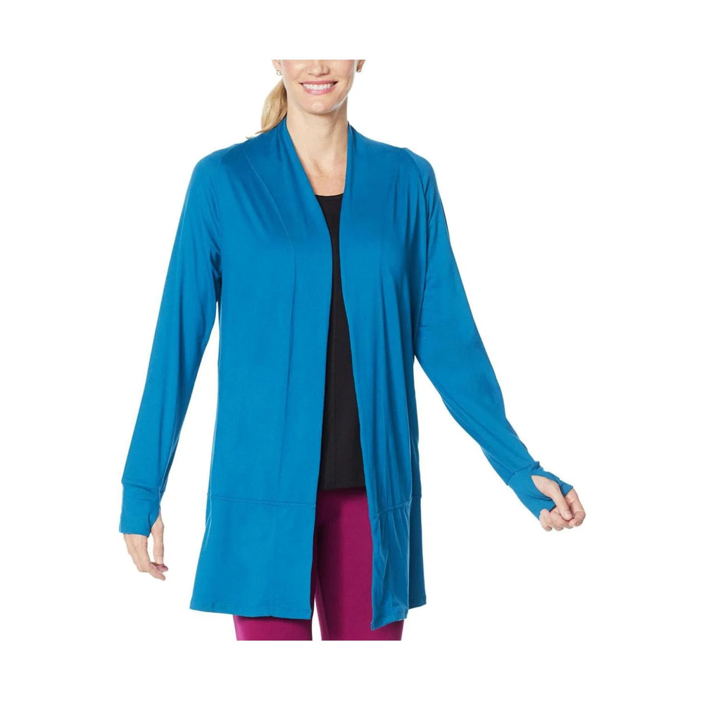 Comfort Code Stretch Jersey Knit Open Front Cardigan Blue - Regular